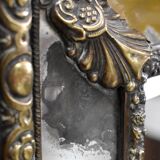 Miroir en laiton repoussé, style louis xiv, époque napoléon iii – xixe
