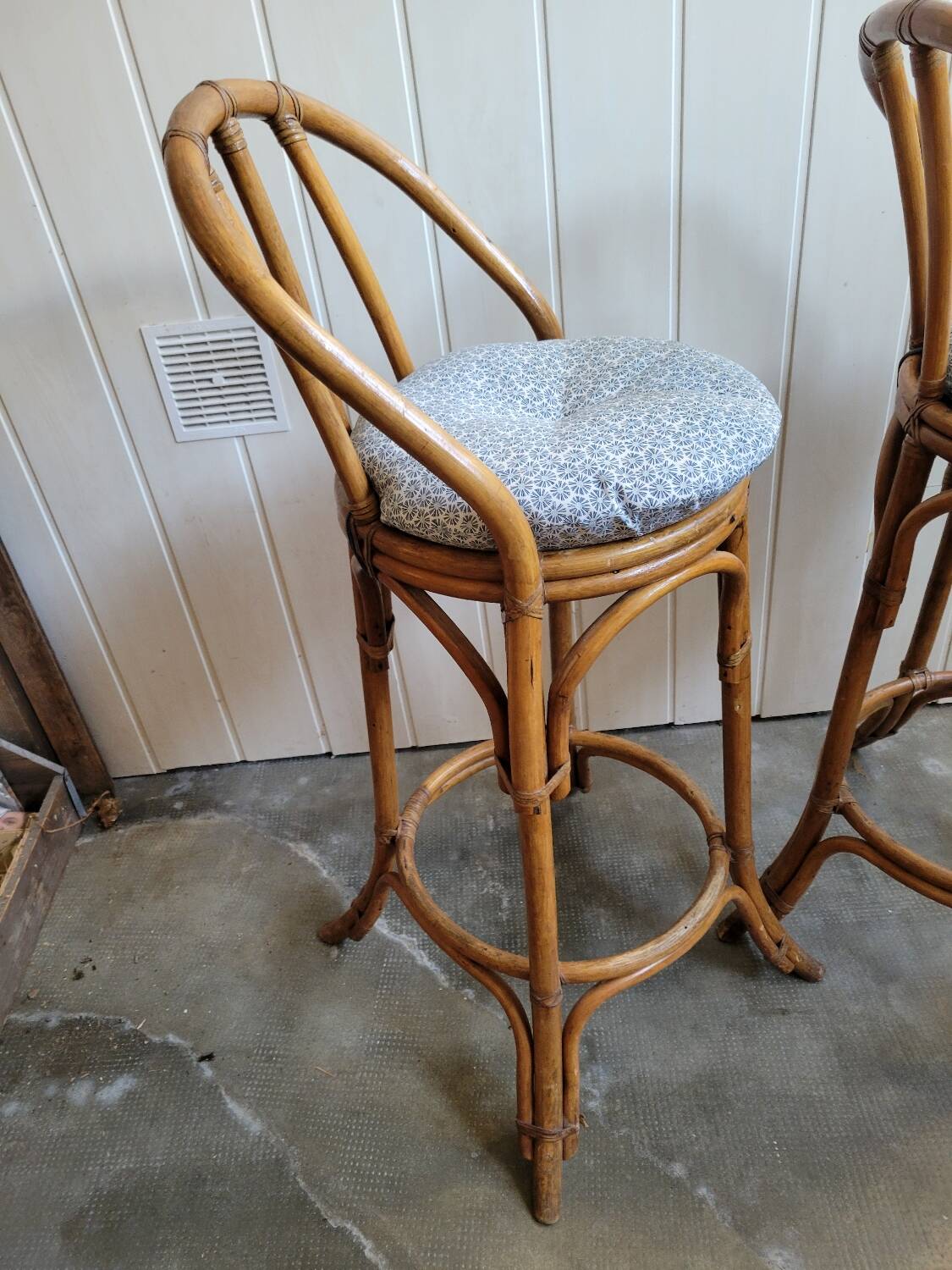 Paire de tabouret de bar en bambou 70's