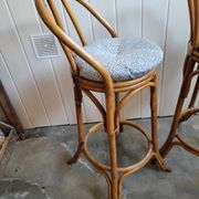 Paire de tabouret de bar en bambou 70's