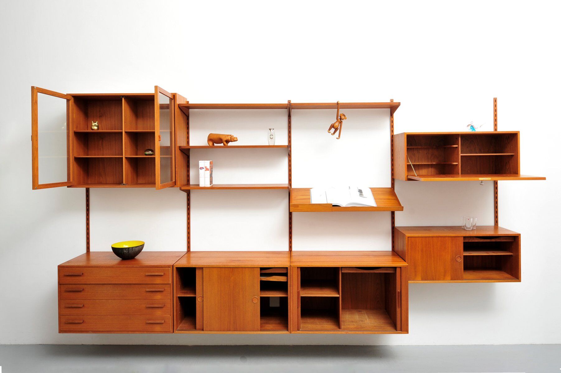 Danish teak wall unit by Kai Kristiansen for Feldballes Møbelfabrik