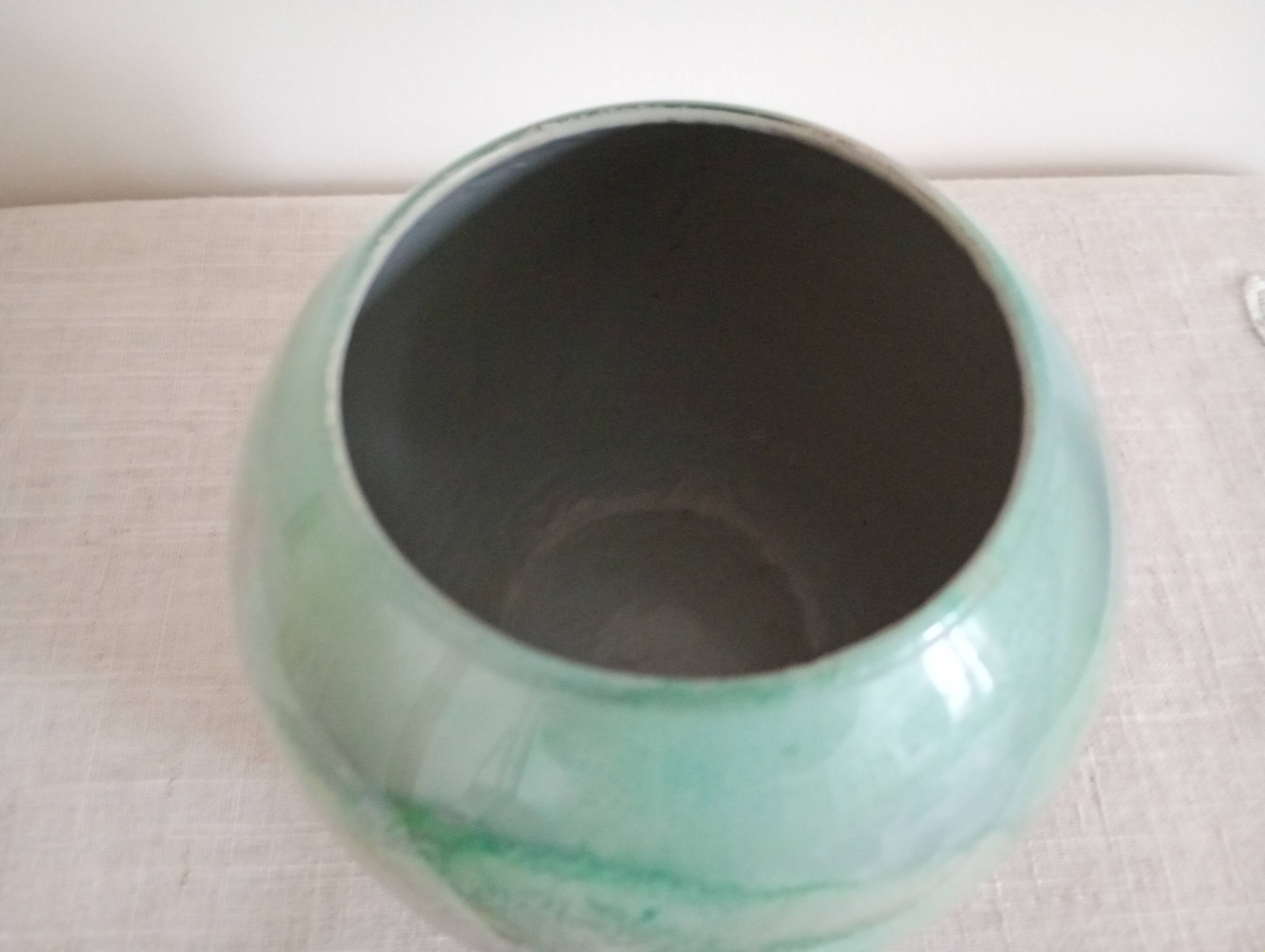 glossy glass round vase signed Jean Noel Bouillet