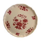 Plat de service ou à fruits en faïence rouge Aubusson de Sarreguemines