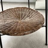 Round wicker coffee table from the 60s