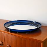 Miroir oval en plexi bleu marine, 1970