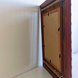 Antique French Art Deco Bamboo and Wood Wall Mirror, Early 20th Century
