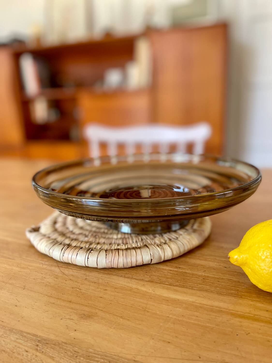 Vintage smoked glass bowl