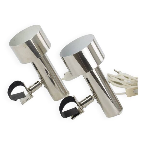 Lampes spots à pince en chrome nickelé pour étagère string, tête de lit. — Beyit