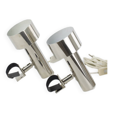 Lampes spots à pince en chrome nickelé pour étagère string, tête de lit.