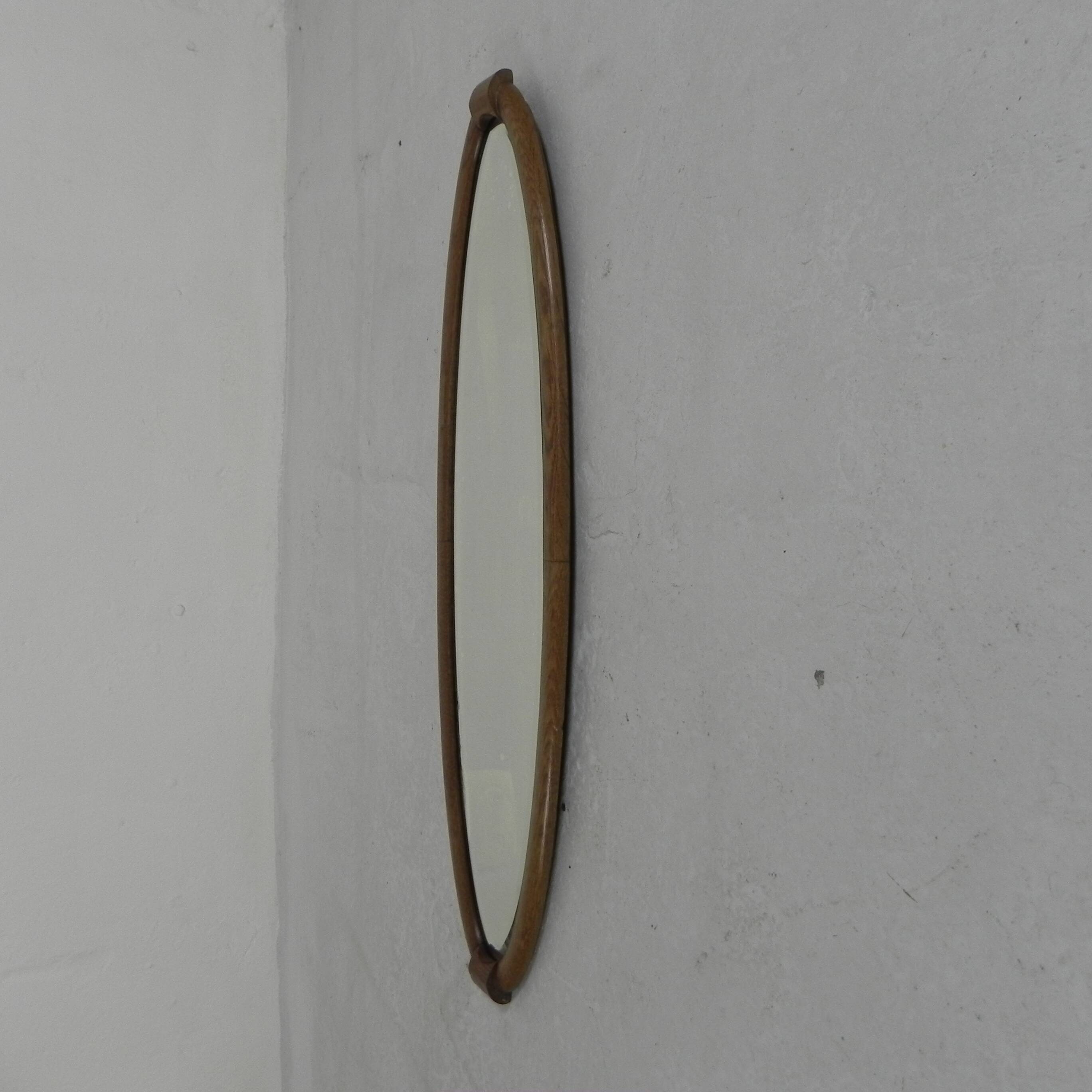 Oval gold mirror with faceted edge, 1950s