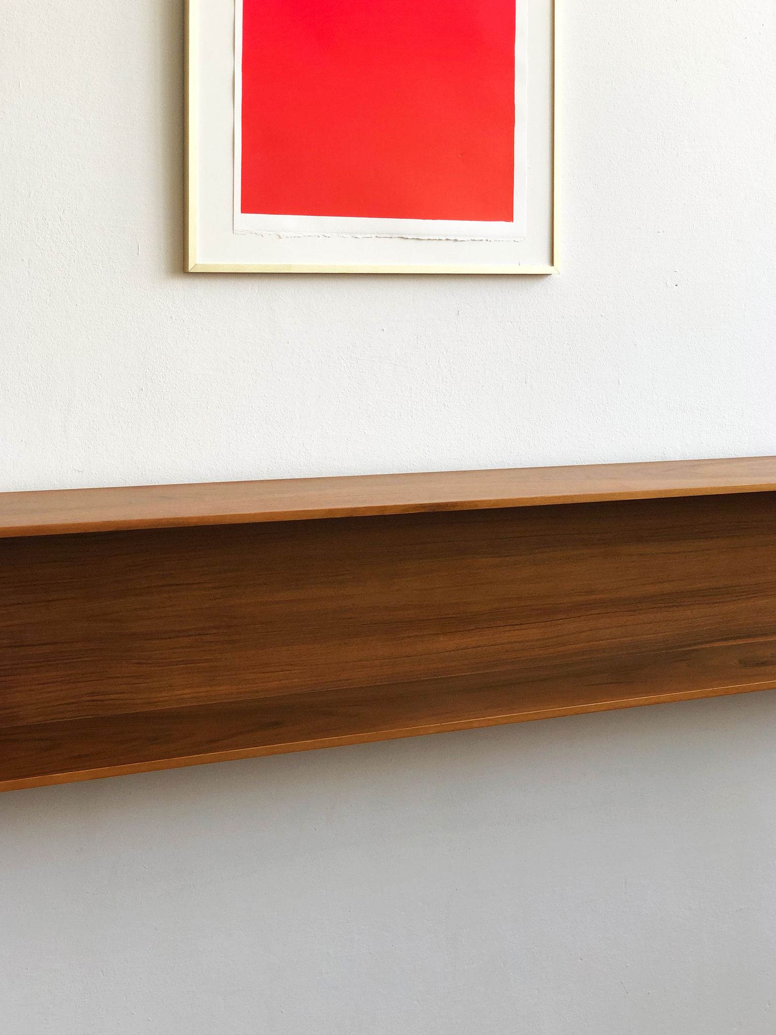 Wooden open wall shelf, 200cm, designed by Walter Wirz for Wilhelm Renz, Germany