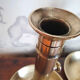 Duo of old brass candle holders