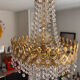 Vintage style Palwa basket chandelier – Gold-plated steel, crystal and heart in