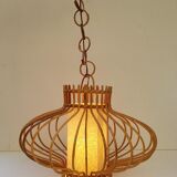 1950s rattan hanging lamp
