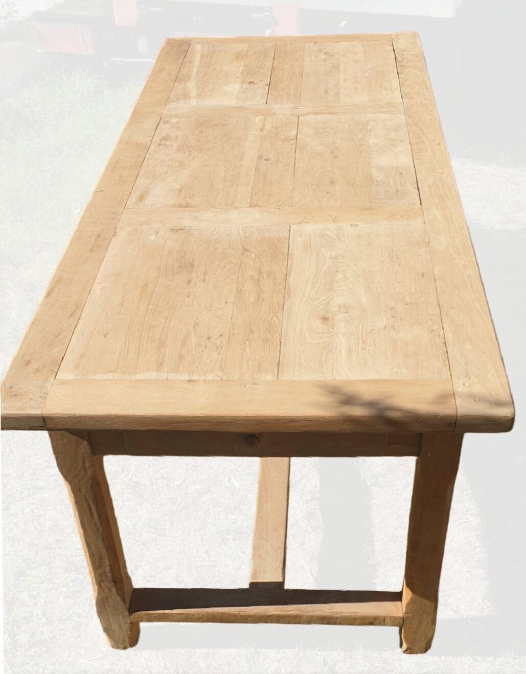 Natural wood farmhouse table