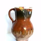 Ancient pitcher Provencal glazed terracotta