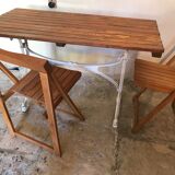 Vintage bistro table base white cast iron