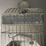 White patinated iron birdcage