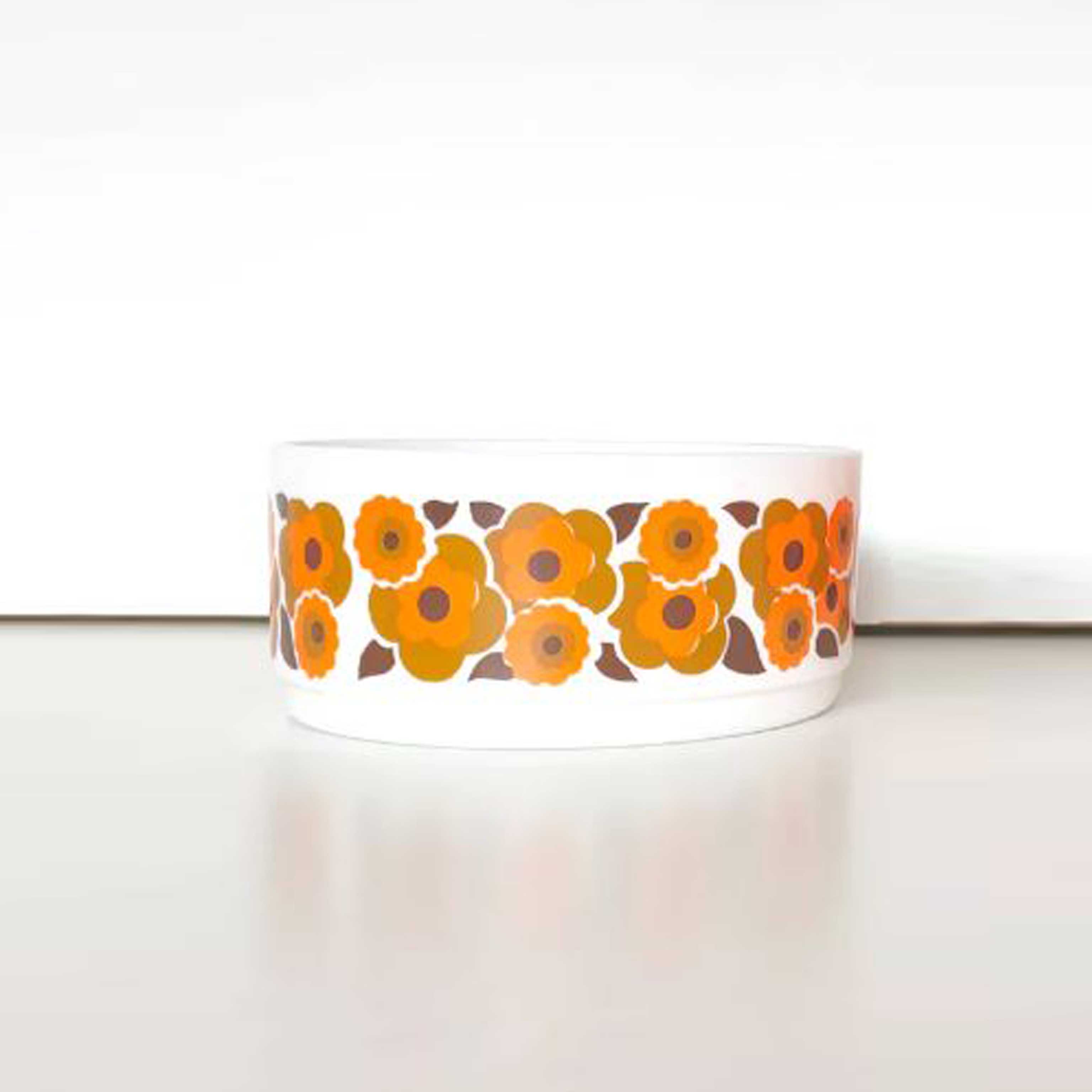 Lotus salad bowl Arcopal 70s orange flowers