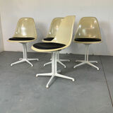 4 La Fonda fiberglass steel dining Chairs by Eames for Herman Miller