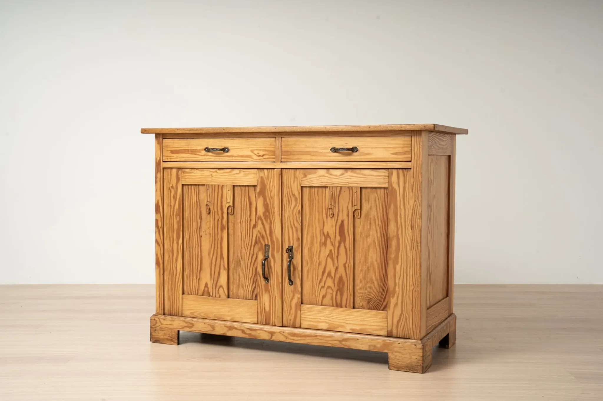 Antique German Pine Art Nouveau Cabinet with Two Drawers, circa 1910