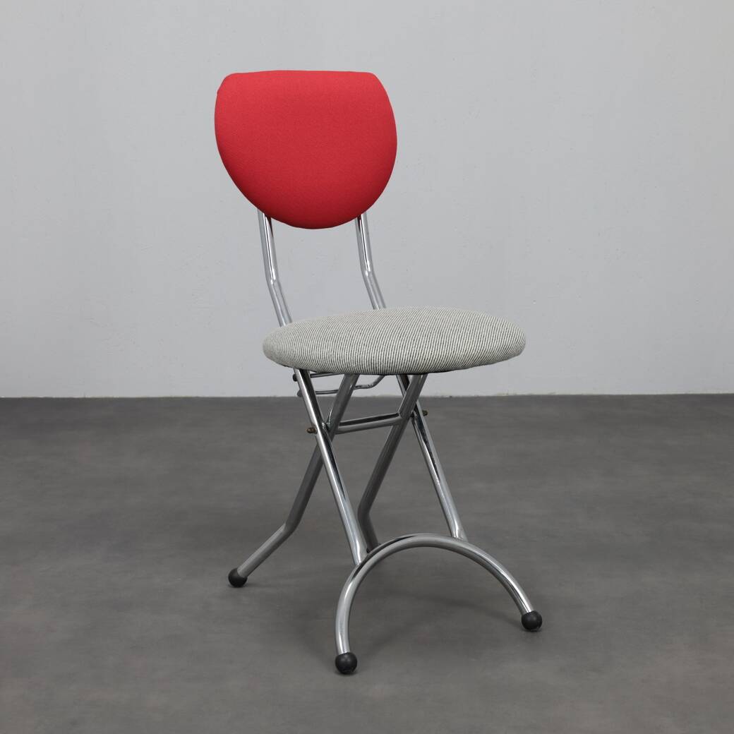 Set of 4 Postmodern Folding Chairs in Chrome and Wool, Italy, 1990s