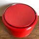 Stelton Denmark ice bucket in red ABS, Space Age pop 1960.