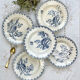 5 assiettes creuses terre de fer gien modèle chardons made in france