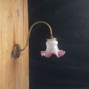 Swan collar wall applique and glass pressed Pink and white - 60s