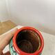 Vase vintage en céramique KIL de Yougoslavie : bordure marron, turquoise et rouge, années 1970