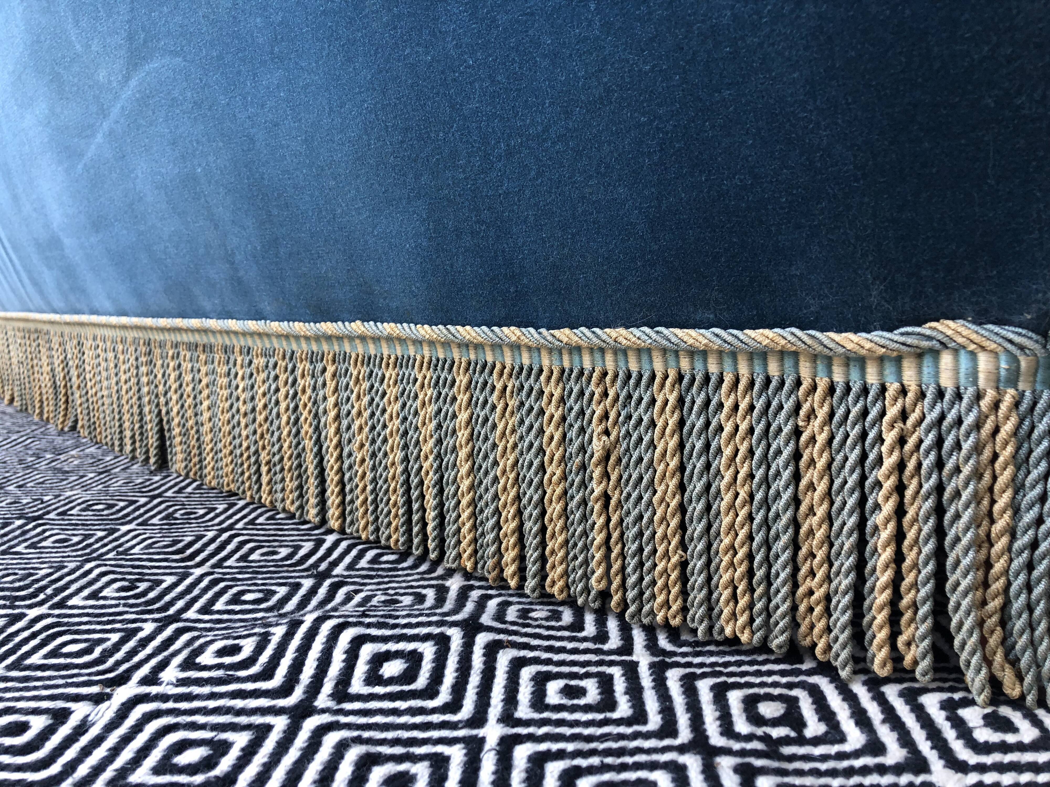 Blue velvet toad sofa