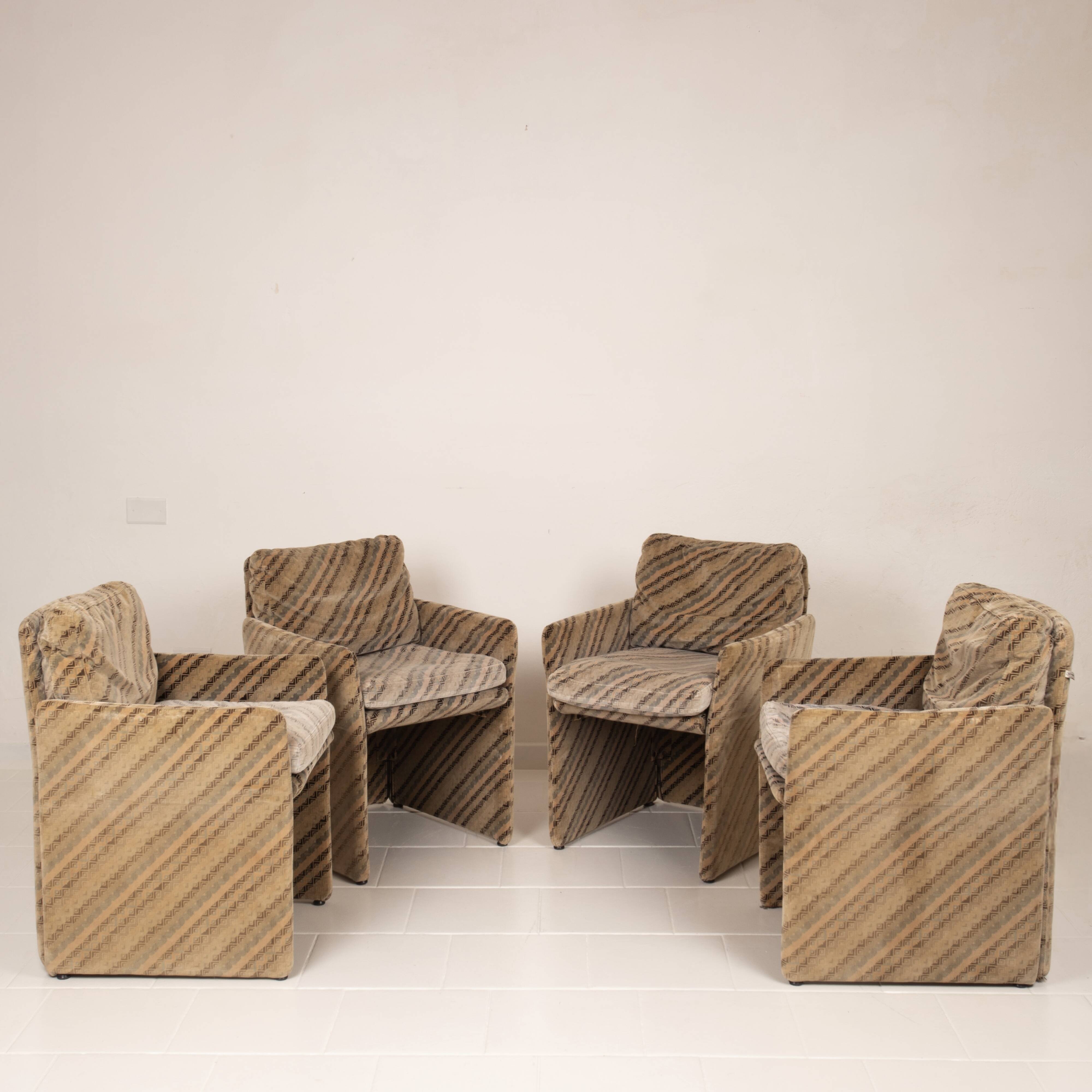 Ensemble de 4 fauteuils Salpol par Angelo Mazzola en collaboration avec Missoni