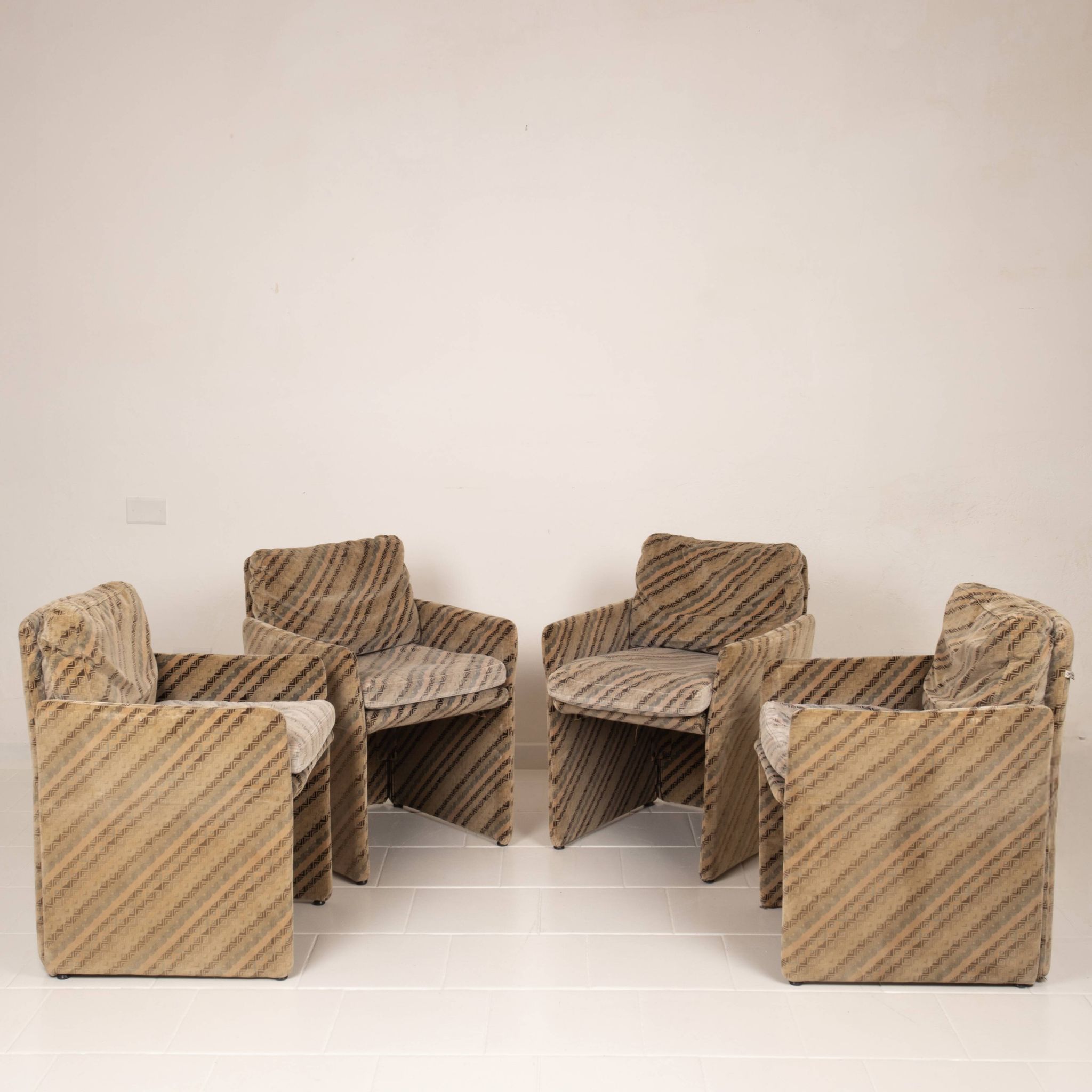 Set of 4 Salpol Armchairs by Angelo Mazzola in collaboration with Missoni