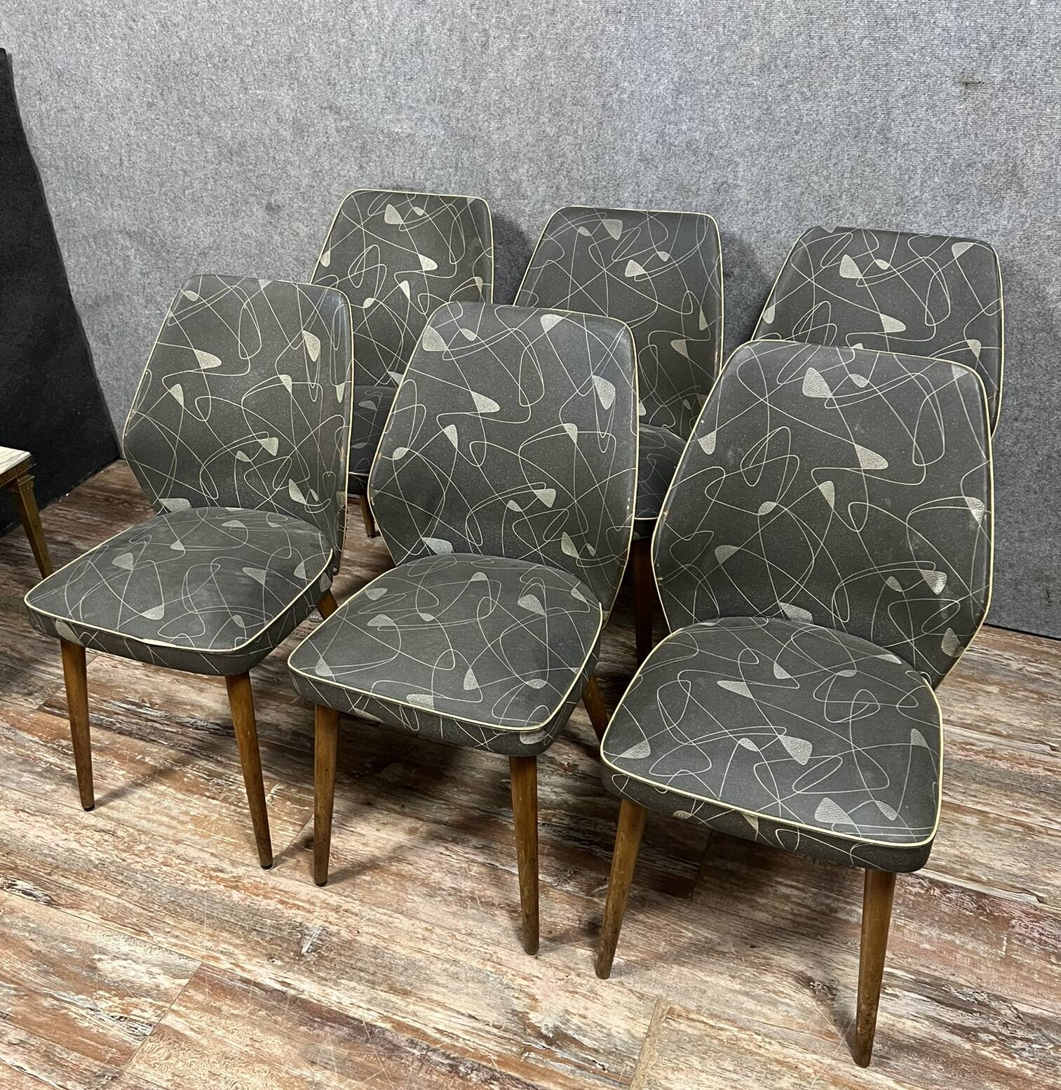 According to Oswald Haerdtl: series of six 60's designer chairs