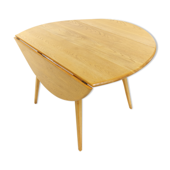 Mid century Ercol blonde solid beech & elm drop leaf dining table