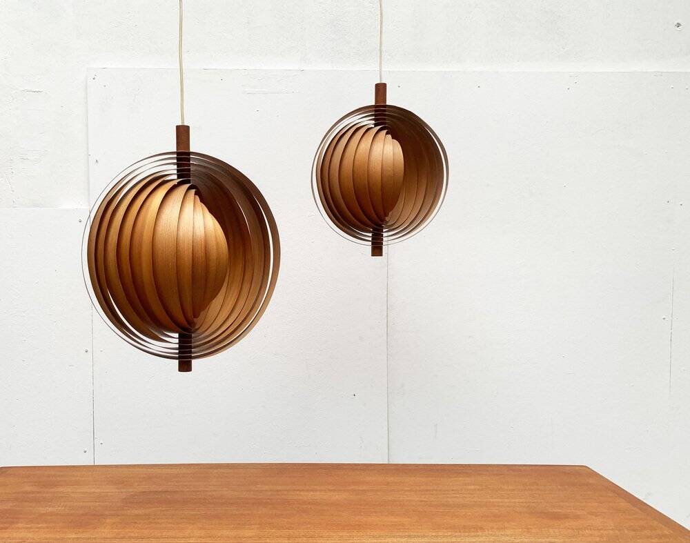 Mid-Century Teak Moon Lamps, 1960s, set of 2