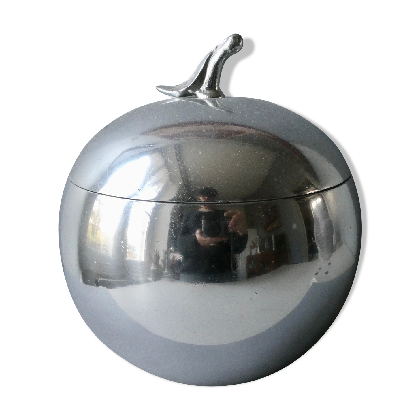 Luxium France silver metal apple-shaped ice bucket
