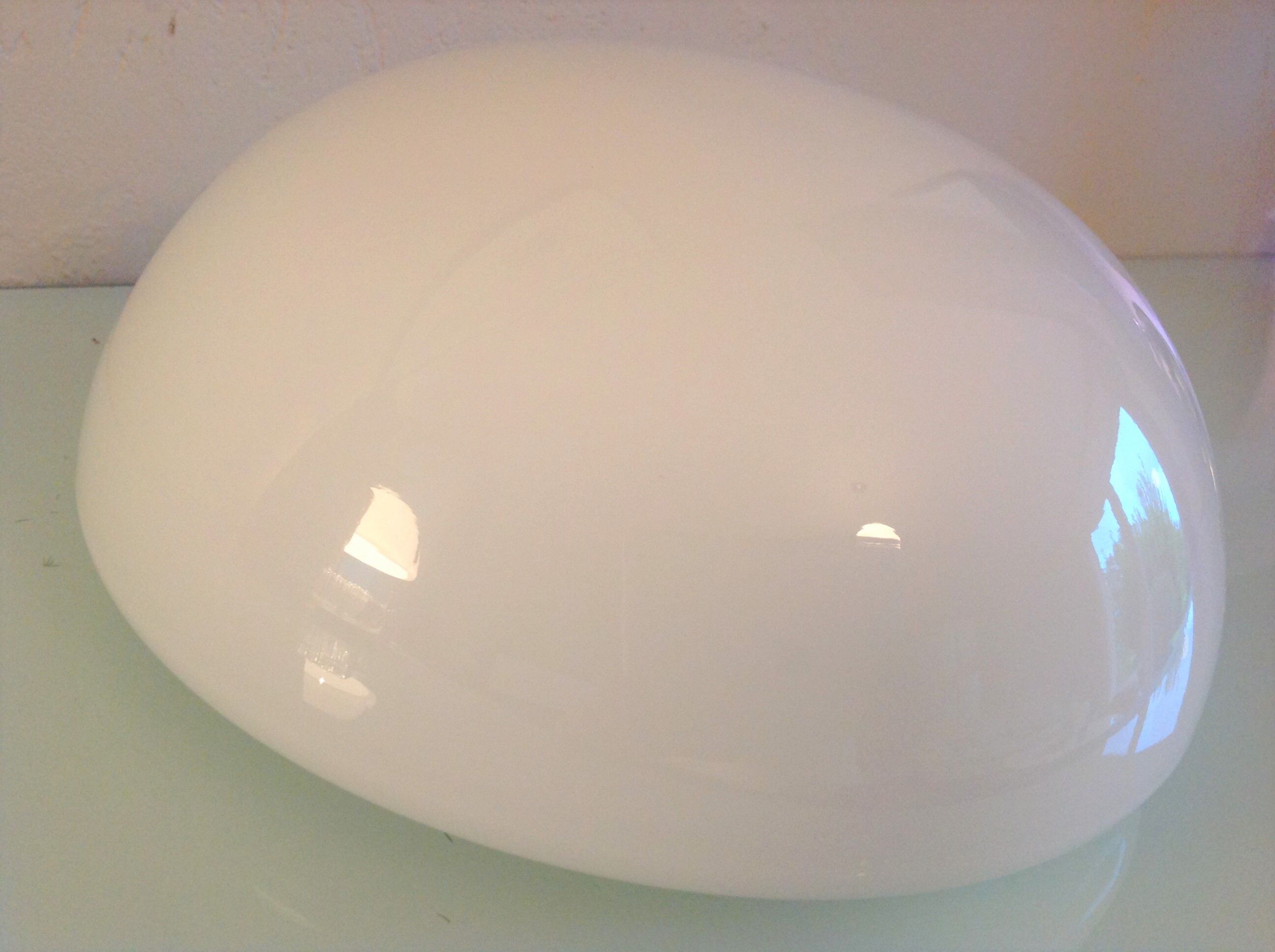 Half moon ceiling lamp in vintage white opaline 60/70s