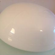 Half moon ceiling lamp in vintage white opaline 60/70s