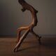 Brutalist lamp in olive wood, Provence, 1970s