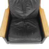 Scandinavian rotating leather armchair, Swivel chair, "Minerva", Torbjørn Afdal, Sweden, 1960