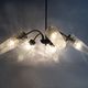 Old 5-branch chandelier, brass and glass tulips, vintage light fixture