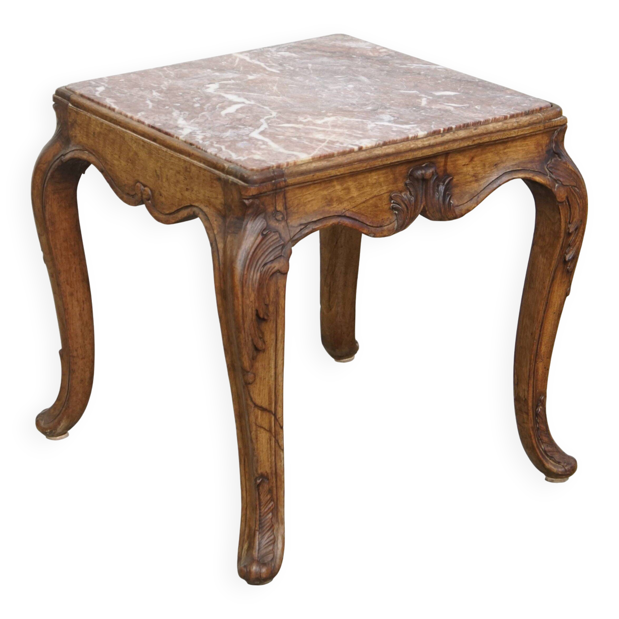 French late 18th century side table with a wooden frame and a marble top