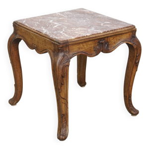 Table d'appoint française de la fin du XVIIIe siècle avec cadre bois et plateau marbre