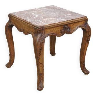 French late 18th century side table with a wooden frame and a marble top