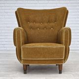 1960s, Danish relax chair, original honey yellow furniture velour.