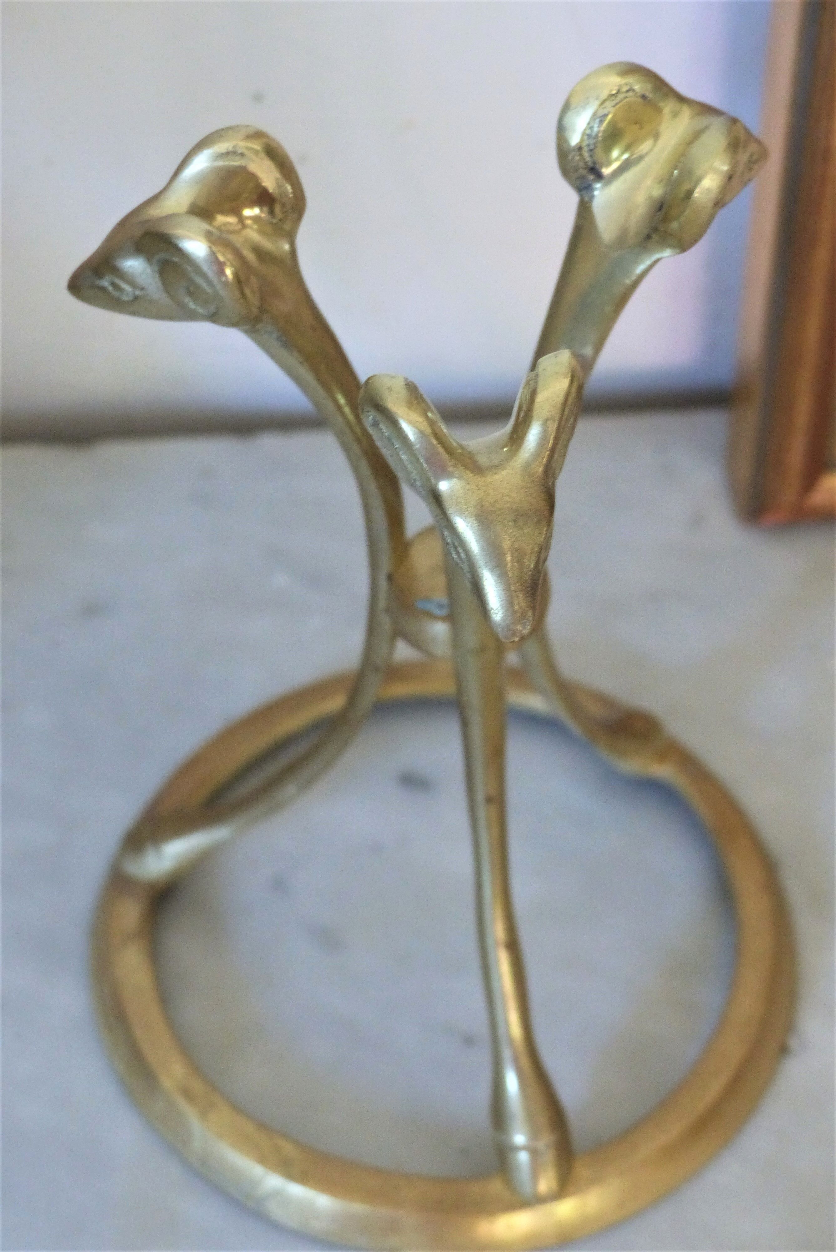 Curiosity object tripod brass and ostrich egg