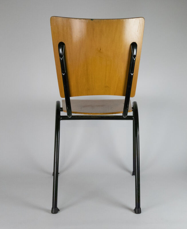 Marko school chair by Ynske Kooistra wood and metal 60s