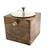 Mid-century brown parchment ice bucket, Aldo Tura Italy 1950s