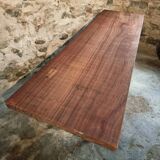 Vintage industrial table – Iron base and solid wood top (201 cm)