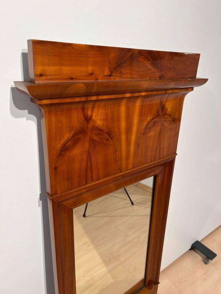 Biedermeier Wall Mirror in Cherrywood Veneer, South Germany, 1830s